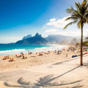 Palm Lined Beachfront In Rio de Janeiro, Brazil